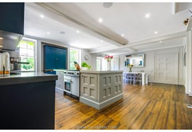 Garnon - kitchen island fireplace wooden flooring landscaped garden marble four post bed period features - thumbnail